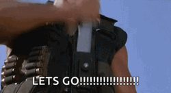 Arnold Schwarzenegger Machine Gun Lets Go GIF
