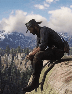 Arthur Morgan Sitting On Cliff GIF