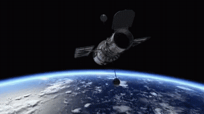 Artist Impression Of Space Shuttle Orbiting Earth GIF