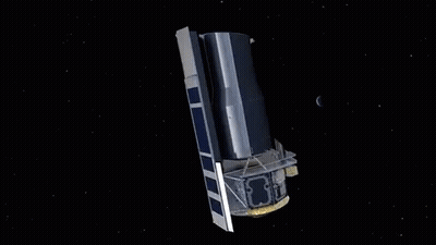 Artist Impression Of Space Telescope Flying In Space GIF