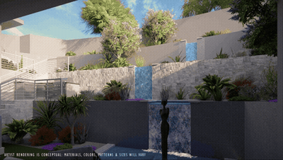 Artist Rendering Waterfall Conceptual Materials Colors Patterns Sizes Will Vary GIF