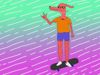 Artistic Dog Art Skateboard Jorts GIF