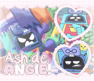 Ash De Angie Is The Name Of The Cartoon Character Shown On This Poster GIF