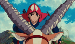 Ashitaka Riding Yakul GIF