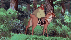 Ashitaka Running With Yakul Princess Mononoke GIF
