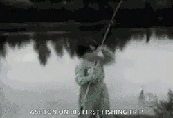 Ashton On His First Funny Fishing GIF