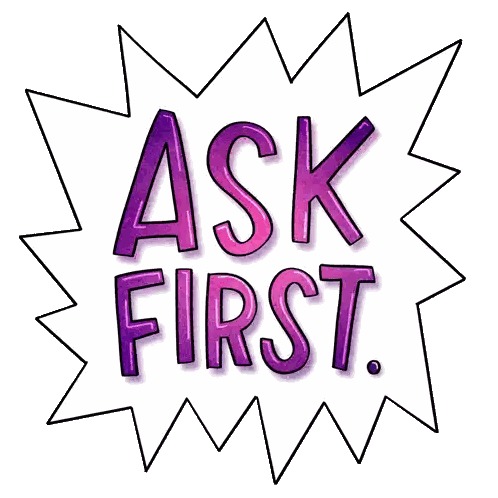 Ask First Sticker In Purple Sticker