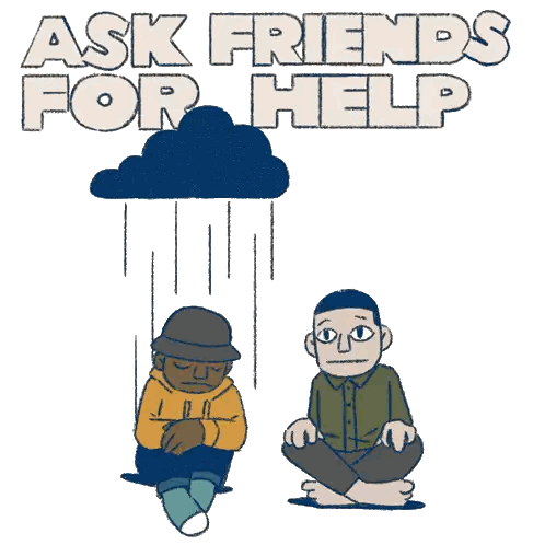 Ask Friends For Help Poster Sticker