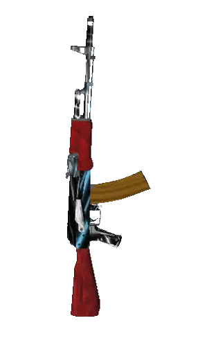 Assault Rifle With Red Handle And Yellow Magazine Sticker
