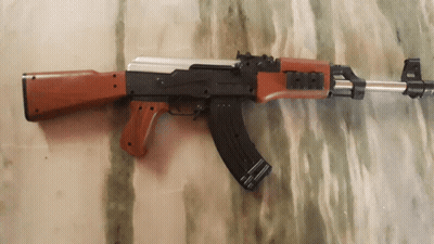 Assault Rifle With Wooden Handle GIF