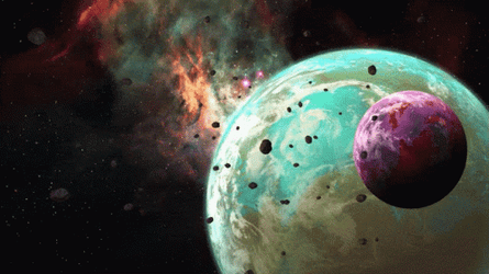 Asteroids And Planet Earth GIF