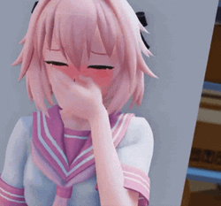 Astolfo Frantic Hiding Mouth Eye Rolling Animation GIF