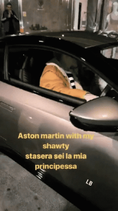 Aston Martin With My Shawty Stasera Sei La Mia Principessa Written On The Side Of A Car GIF