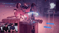 Astral Chain Fighting Huge Monster GIF