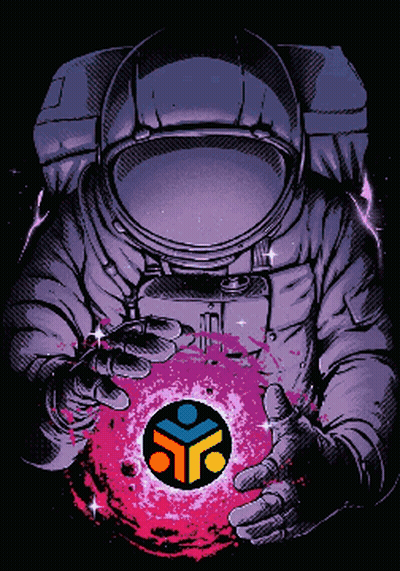 Astronaut Holding Sphere With Triangle GIF