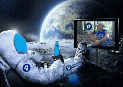 Astronaut Laying On Moon With Beer And Digitsys Sign GIF