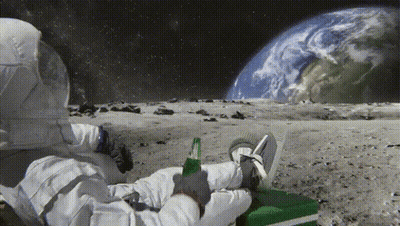Astronaut Laying On Moon With Beer GIF