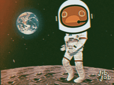 Astronaut On Moon With Jib Job GIF