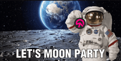 Astronaut On Moon With Lets Moon Party GIF
