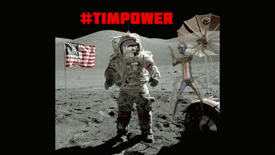 Astronaut On Moon With Red #Timpower GIF