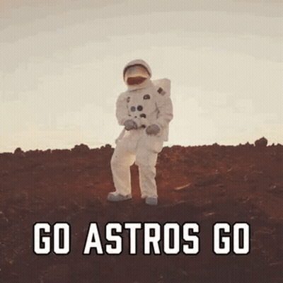 Astronaut Standing In Dirt With Go Astros Go GIF