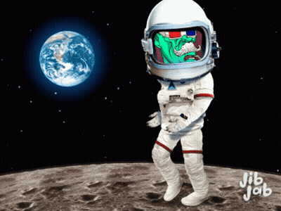 Astronaut Standing On Moon Jib Jab GIF