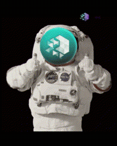 Astronaut Thumbs Up With Green Cube In Helmet GIF