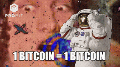Astronaut With 1 Bitcoin Equals 1 Bitcoin GIF