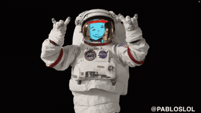Astronaut With Blue Face Making Rock Sign GIF