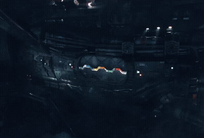 Astronauts Flying Through Space With Orange Suit GIF