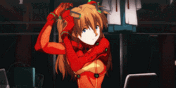 Asuka Evangelion Fixing Hair GIF
