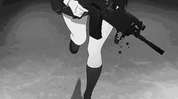 Athletic Anime Running Gun GIF