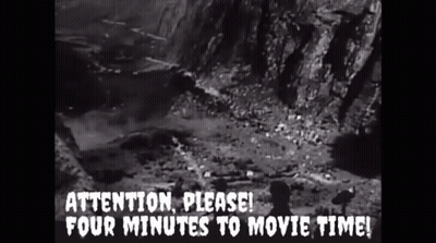 Attention Please Four Minutes To Movie Time Black And White Photo GIF