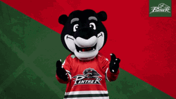 Augsburger Panther Ice Hockey Mascot Flying Kiss GIF