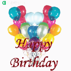 August Birthday Glittery Balloons GIF