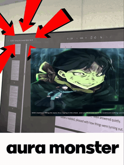 Aura Monster Poster With Boy GIF