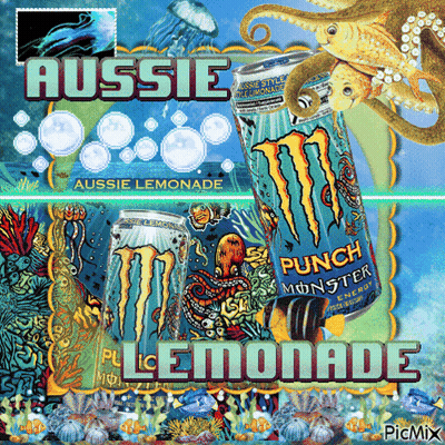 Aussie Lemonade Punch Monster Drink Advertisement GIF
