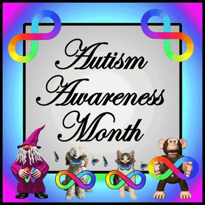 Autism Awareness Month Sign With Gnome And Animals GIF