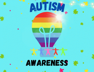 Autism Awareness Poster With Hot Air Balloon GIF