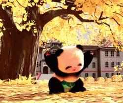Autumn Falls Cute Panda Play GIF