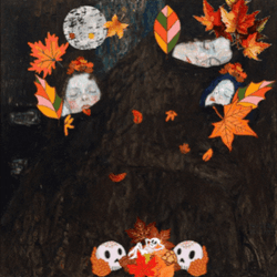 Autumn Falls Faces Leaves Halloween  GIF