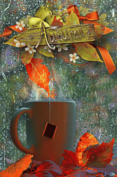 Autumn Sign Above Coffee Cup GIF