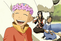 Avatar Aang Merrily Smiling While Moving His Head GIF