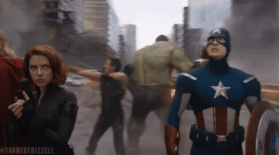 Avengers Captain America And Black Widow In City GIF