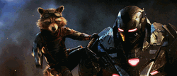 Avengers Endgame War Machine With Rocket Raccoon GIF