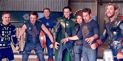 Avengers Posing With Thor GIF