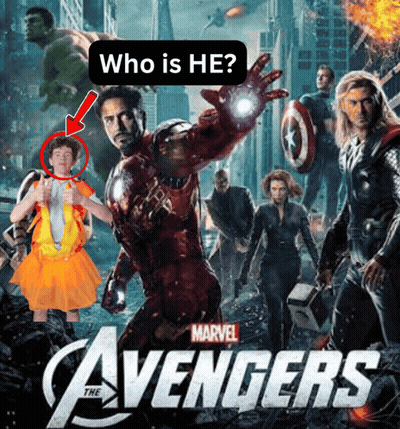 Avengers Poster Person In Orange Dress Thumbs Up GIF