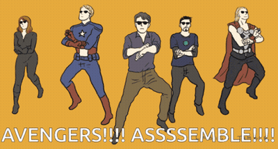 Avengers Standing In A Row GIF