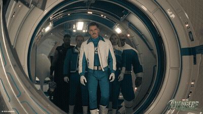 Avengers Walking Through Spaceship GIF