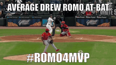 average drew romo at bat # rom04mvp is displayed on the baseball field